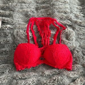 Front Clasp Red Lace Racerback Pink Brand Bra